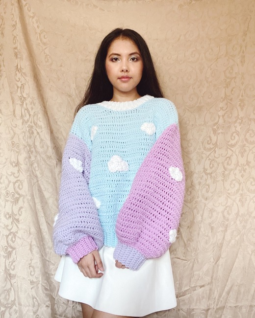 Colorblock Cloud Crochet Sweater: Crochet pattern