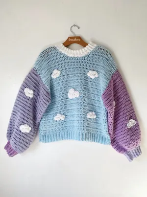 Colorblock Cloud Crochet Sweater