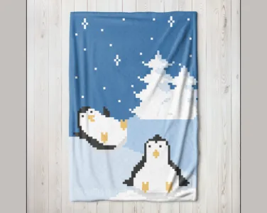 Sledding Penguins C2C Blanket