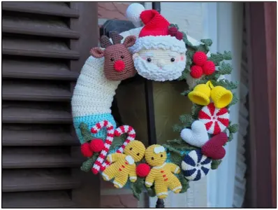 Christmas wreath and ornaments