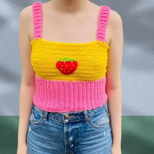 SUMMER STRAWBERRY CROCHET TOP