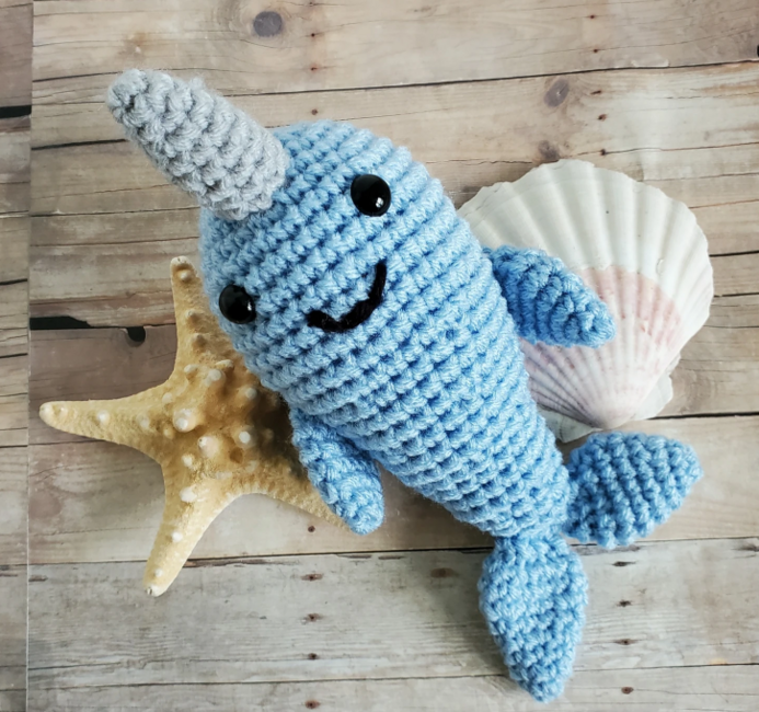 Handmade Soft Toy: Narwhal - The Purple Saurus Handmade Soft Toy: Narwhal - The Purple Saurus
