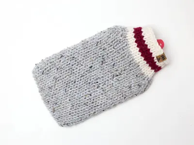 Red Stripe Sock Monkey Hot Water Bottle Cover