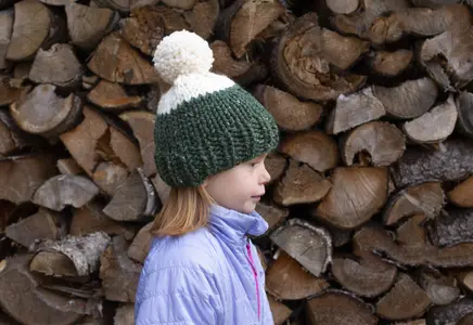 Chunky Color Block Pompom Hat