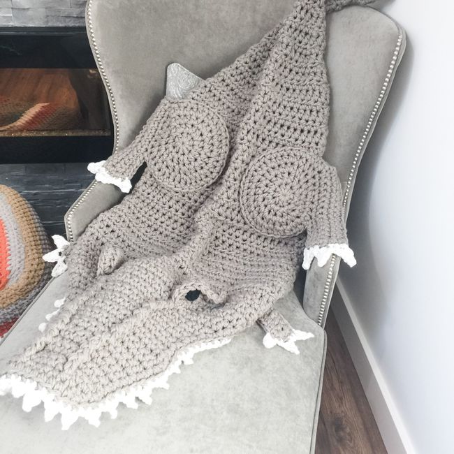 Bulky & Quick Shark Blanket pattern by MJ's Off The Hook Designs