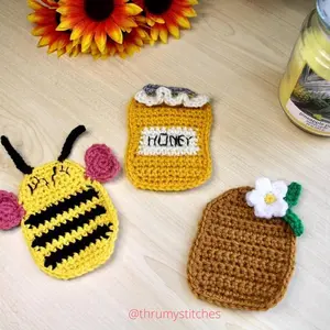 Crochet Honey Bee Coasters Pattern