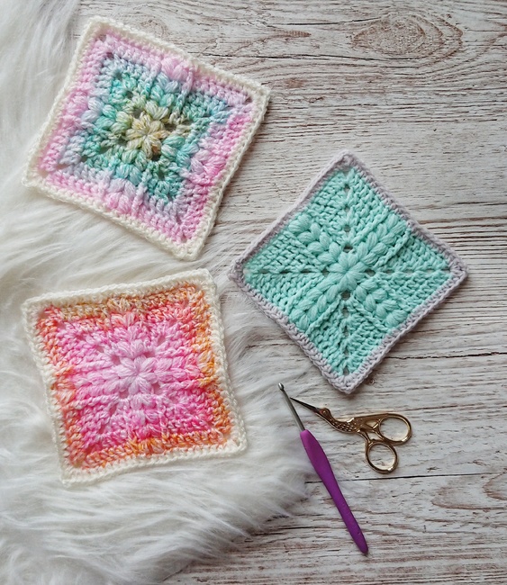 FREE Puffs and Hugs Granny Square Crochet pattern Ribblr