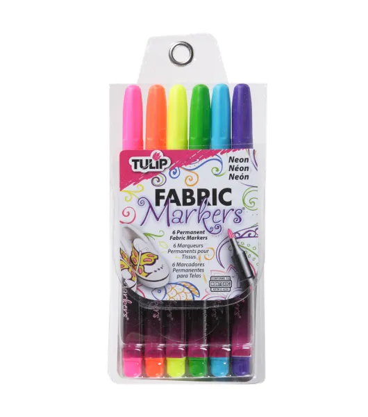 Tulip Fabric Markers 6 PK Neon by Tulip