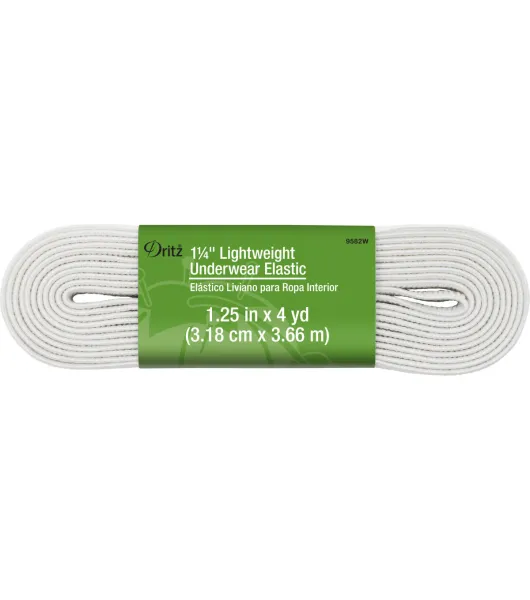 1 1/4'' Lightweight Underwear Elastic-White