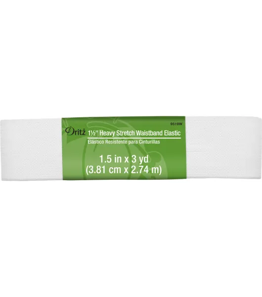 Dritz 1-1/4 Non-Roll Elastic, White, 3 yd