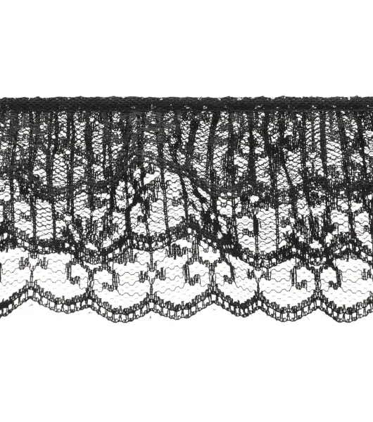 Ruffled 3 Tier Lace Trim Black