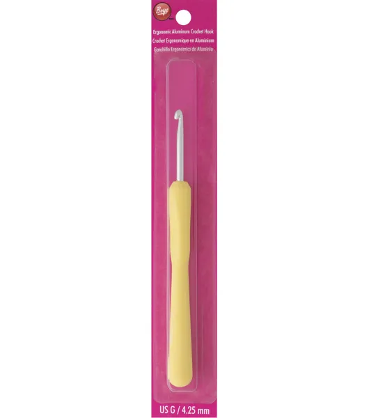  Boye Resin Crochet Hook with Ergonomic Handle, 4.25 mm, Silver  Glitter