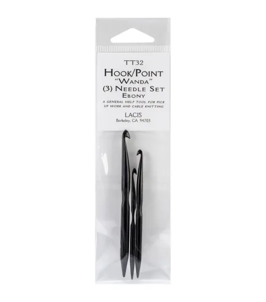 Double Ended Ebony Crochet Hooks 3 Pkg D4/3mm 3”, F6/4mm 3.5”, J10/6mm 4”  by Joann