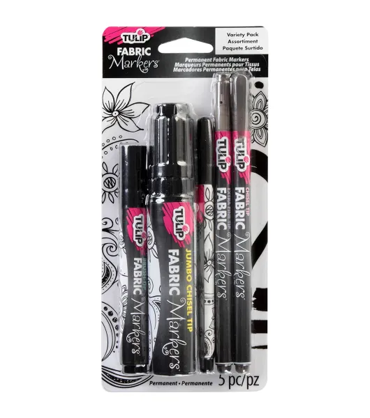 Lot Tulip NEON Graffiti Fabric Markers 6 Pack Bullet Tip & Black 2 pk Brand  New