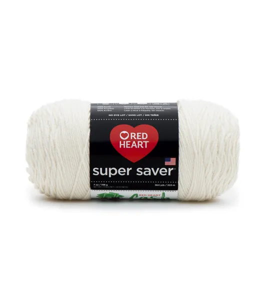 Red Heart Super Saver White Yarn Medium worsted weight 4-ply