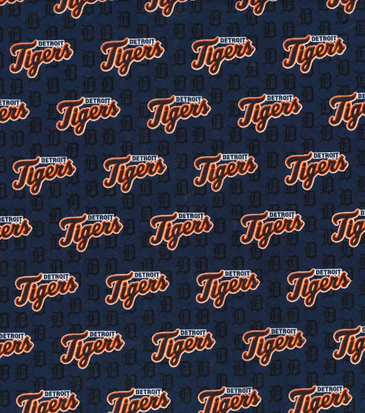 MLB - Detroit Tigers Navy Orange Yardage Size 58/60 in Blue Cotton Novelty | Fabric Traditions