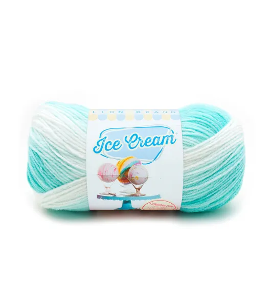 Lion Brand Yarn - Beautiful knit waves in yummy Tutti Frutti Ice Cream Yarn  colors! 🍦