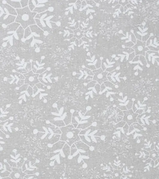 Tossed Silver Snowflakes Christmas Cotton Fabric by Joann