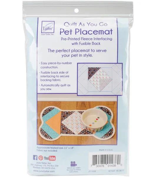 June Tailor Quilt As You Go 11’’x18’’ Pet Placemat Dog by June Tailor