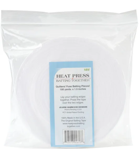 Heat Press Batting Together Fuse Batting Tape 1.5''x100 yds White by Joann