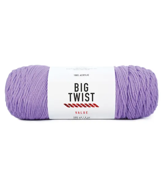 Big Twist Value Yarn Soft Purple Lot #644269 100% Acrylic Weight #4 6oz  380yds