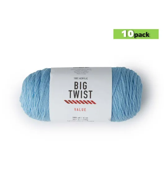 10pk Solid Cornflower Medium Weight Acrylic 380yd Value Yarn by Big Twist  by Big Twist