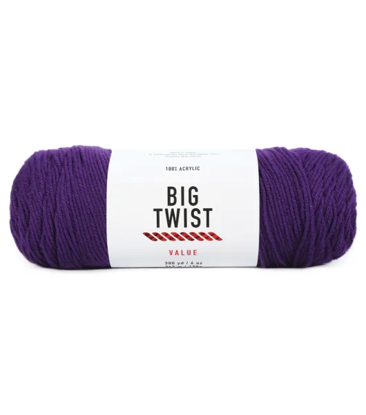 Big Twist Value Yarn Soft Purple Lot #644269 100% Acrylic Weight #4 6oz  380yds
