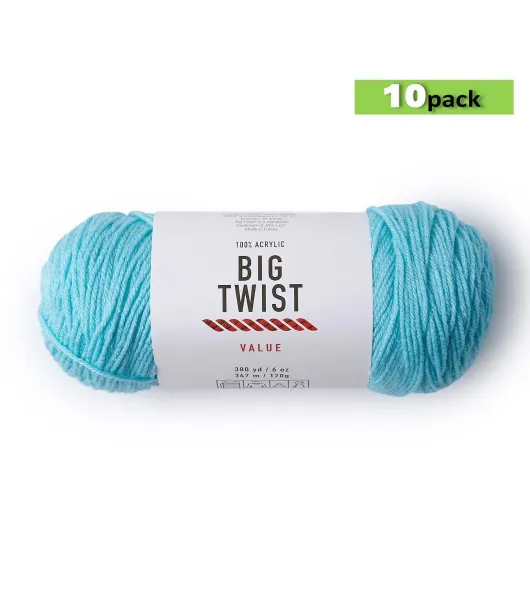 10pk Solid Aqua Medium Weight Acrylic 380yd Value Yarn by Big Twist by Big  Twist | Joann x Ribblr