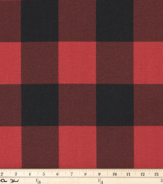 Premier Prints Upholstery Fabric Buffalo Check Red Black by Premier Prints