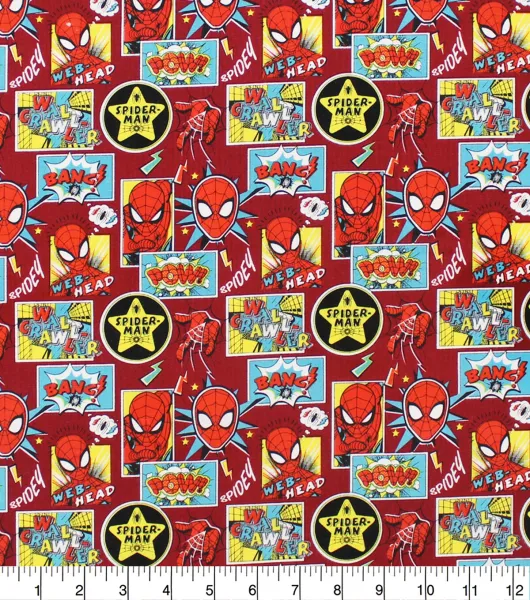 Cotton fabric decorated on Spiderman's theme