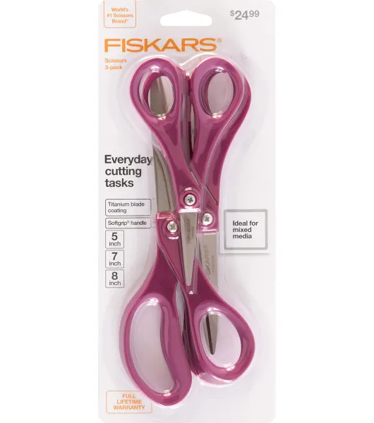 Fiskars 3pc Softgrip Titanium Scissors Set Purple by Fiskars | Joann x  Ribblr