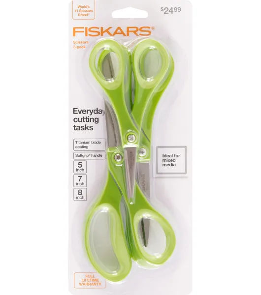 Fiskars 3pc Softgrip Titanium Scissors Set Purple