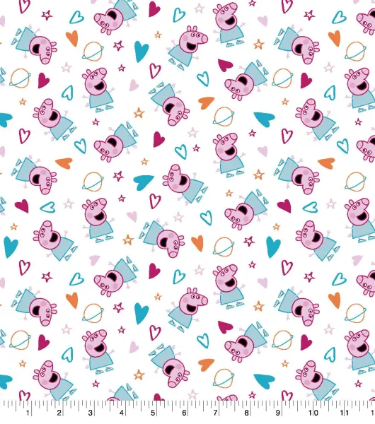 Peppa Pig Heart Toss Flannel Fabric