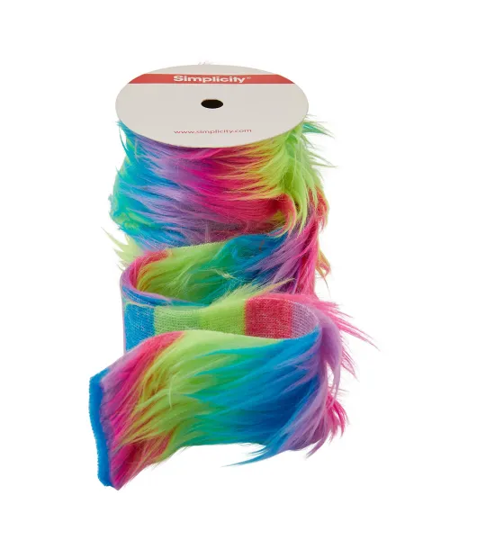 Rainbow Faux Fur Trim 2”