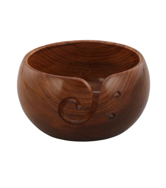 6” Sheesham Wood Yarn Bowl 6x3.50 by K+C by K+C