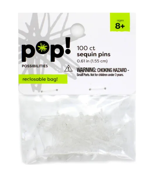 POP! Clear Plastic Sequin Pins 100pcs by POP!