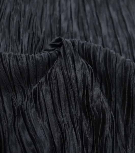 Black Solid Pleated Bodre Fabric | Ribblr x JOANN
