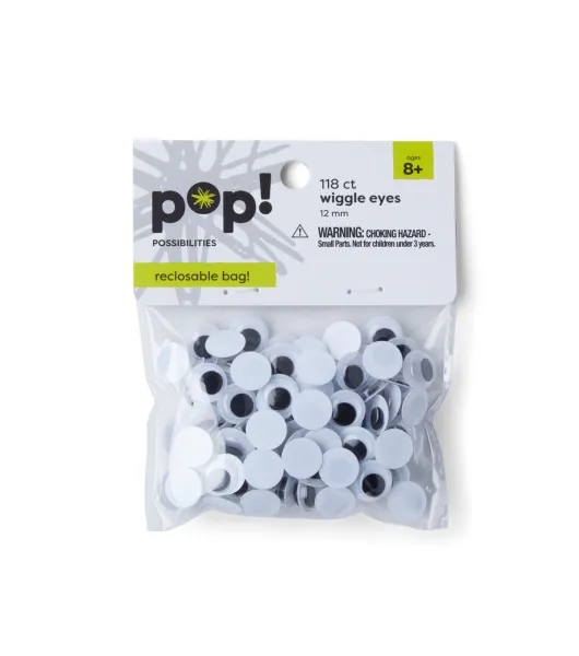 12mm 10/Pkg-Black Paste-On Wiggle Eyes