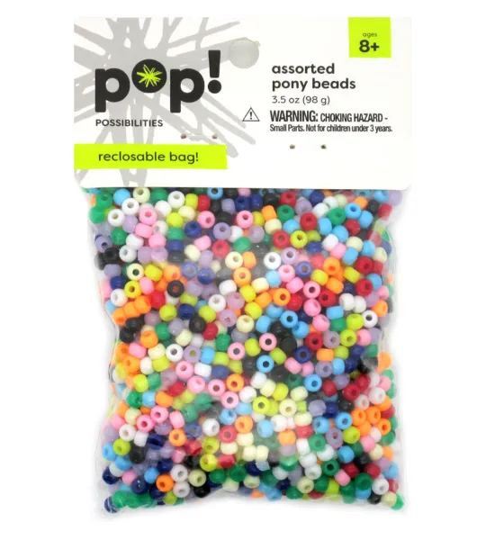 POP! Possibilities 9mm Heart Pony Beads - Red