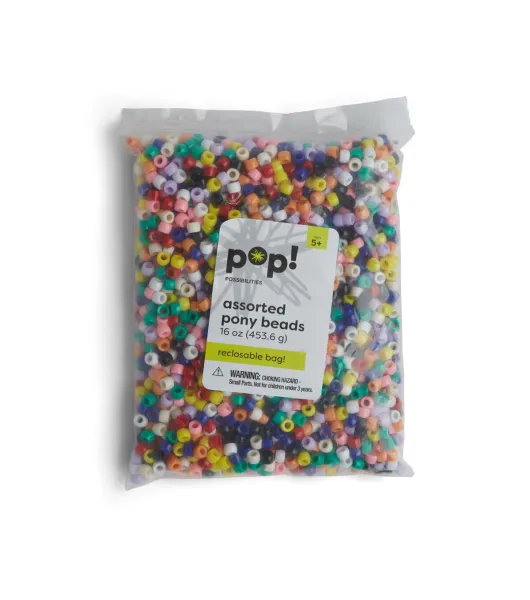 6.41OZ Pony Beads Glitter Multi