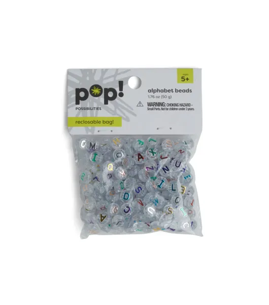 POP! Possibilities 10mm Round Translucent Glitter Beads - Alphabet