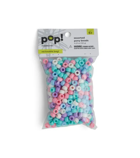 Pop! Possibilities 12 Pk 12mm Baseball Beads - Kids Pony Beads - Kids