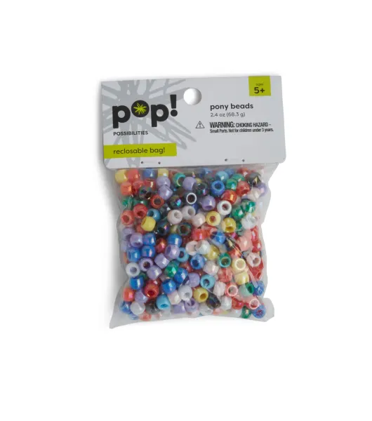 Pop! Possibilities 8mm Pony Beads - Iridescent Black - Kids Pony Beads - Kids