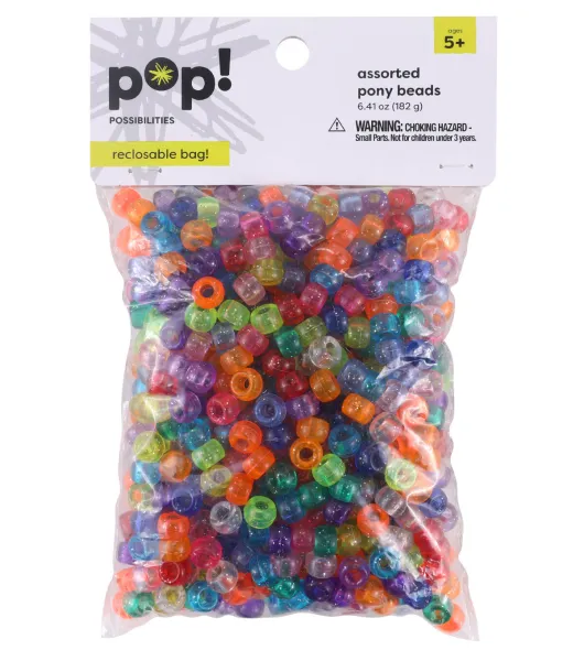 POP! Possibilities 10mm Round Translucent Glitter Beads - Alphabet