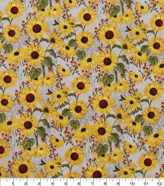 Whimsy Sunflowers Cream Harvest Cotton Fabric by Joann | Joann x Ribblr