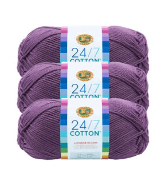 Lion Brand 24/7 Cotton Yarn-Purple  Cotton yarn, Yarn, Crochet hook sizes