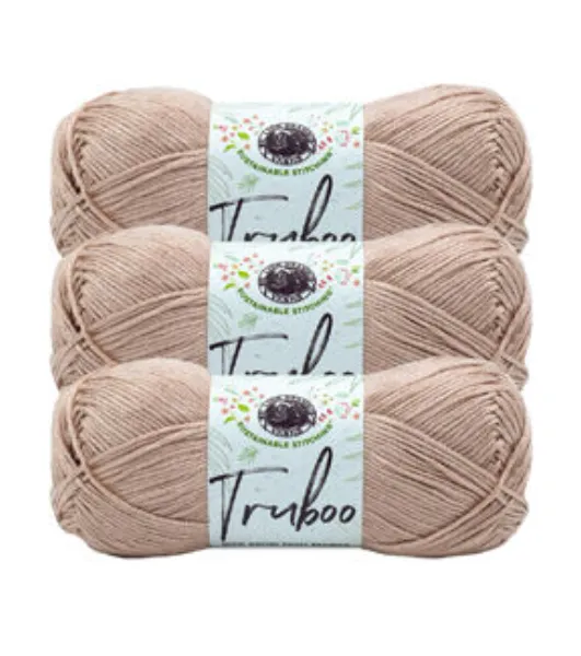  Lion Brand Knitting Yarn Truboo Light Pink 3-Skein Factory Pack  (Same Dye Lot) 837 101 Bundle with 1 Artsiga Crafts Project Bag