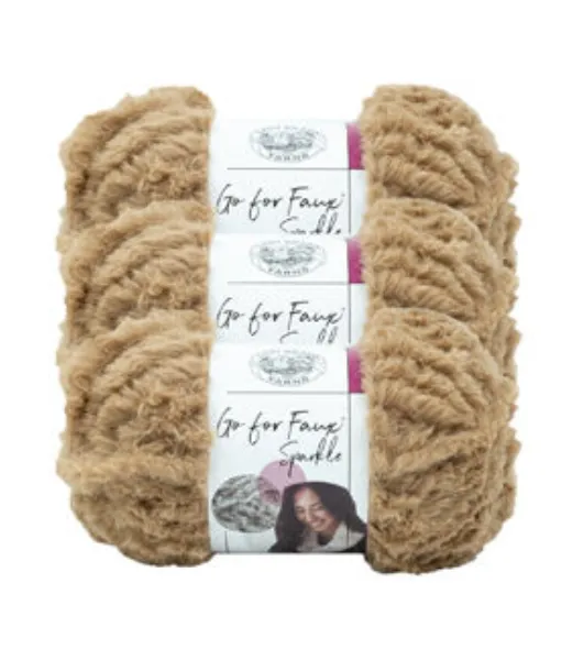 3 Pack) Lion Brand Yarn Go for Faux Bulky Yarn, Black Panther