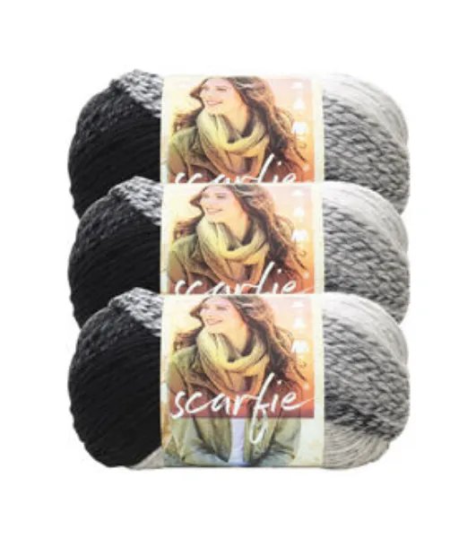 Lion Brand Scarfie Yarn - Cream/Silver