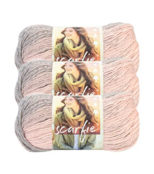 (3 Pack) Lion Brand Yarn 826-249F Scarfie Yarn, Wine/Truffle